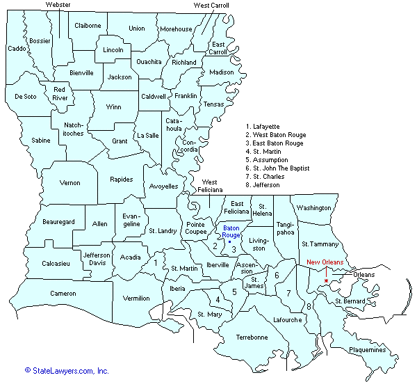 Map Of Vermont Counties. Louisiana County Map